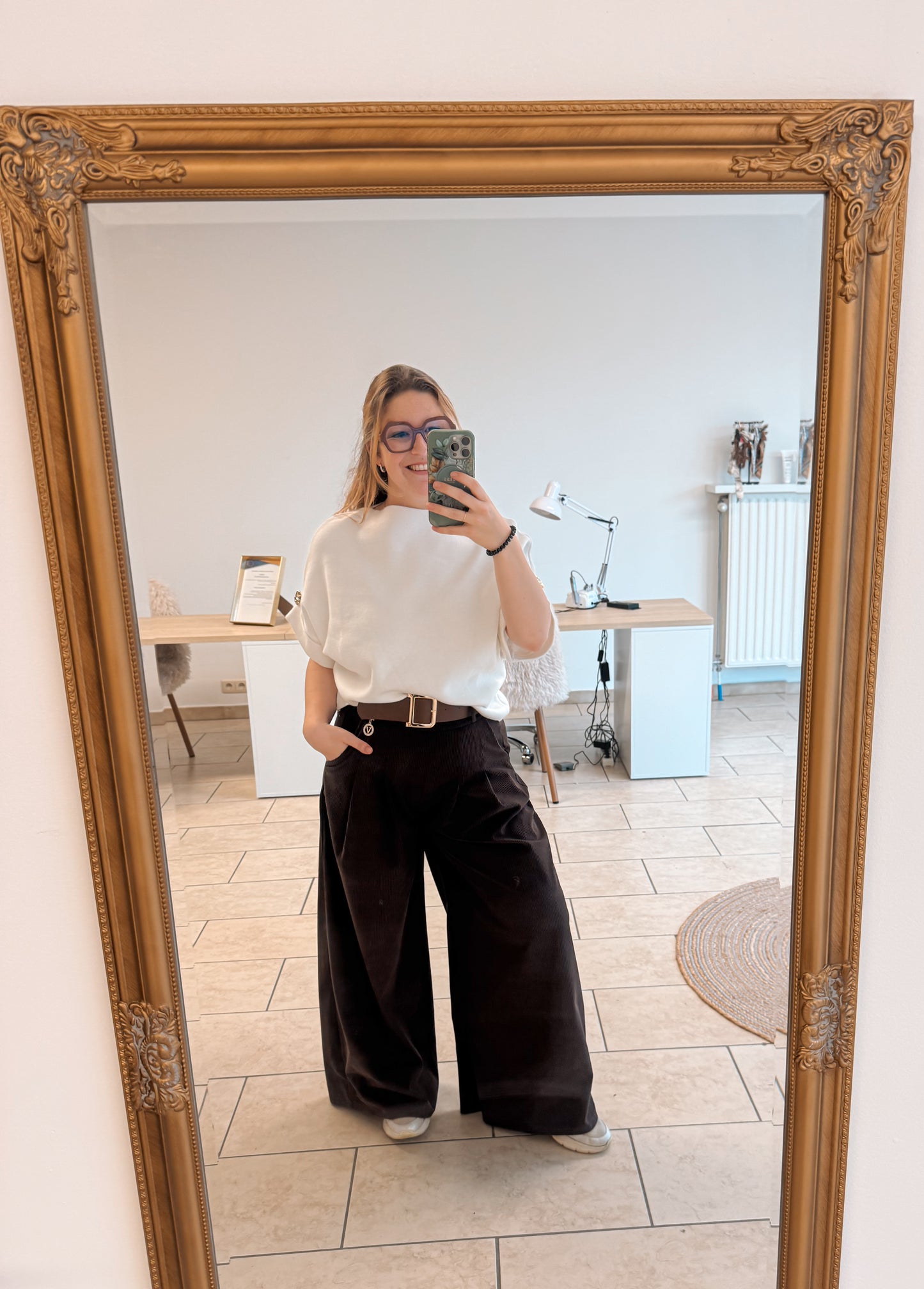 Corduroy Wide Leg Broek met Riem – Chocolate Brown